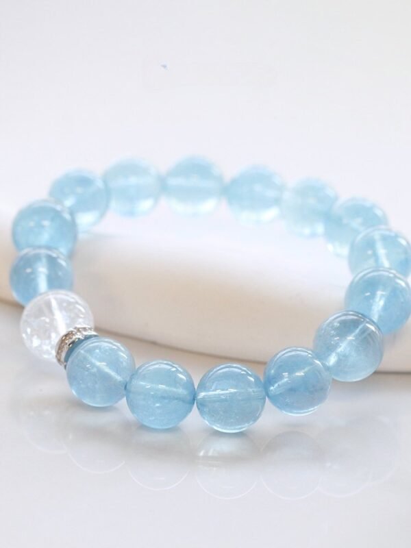 Blue Star Sea – Aquamarine & Clear Quartz Crystal Bracelet Healing - 图片 4