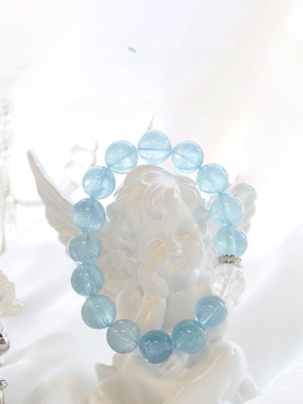 Blue Star Sea – Aquamarine & Clear Quartz Crystal Bracelet Healing - 图片 3