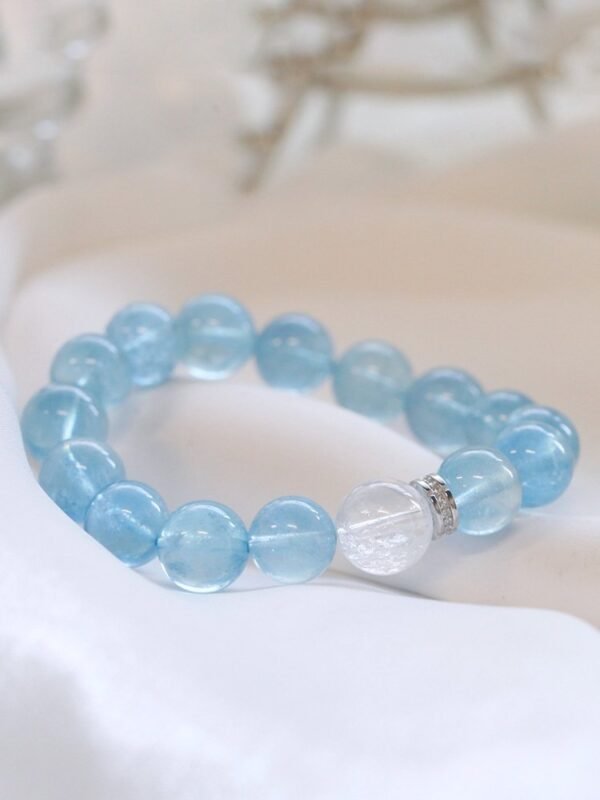 Blue Star Sea – Aquamarine & Clear Quartz Crystal Bracelet Healing - 图片 2