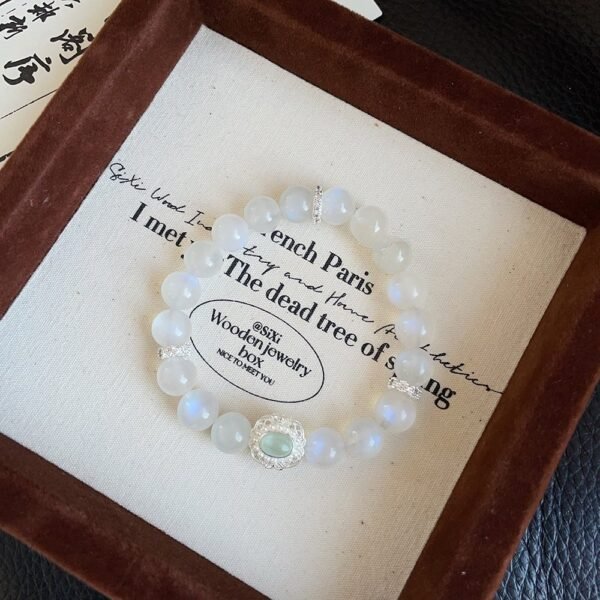 Natural Blue Moonstone & Aquamarine Crystal Bracelet - 图片 3