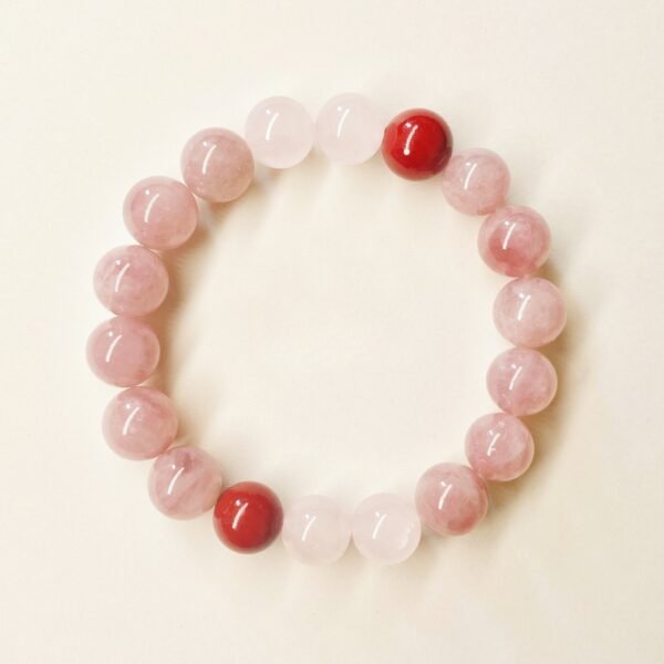Rose Quartz, Lavender Quartz & Cinnabar Crystal Bracelet
