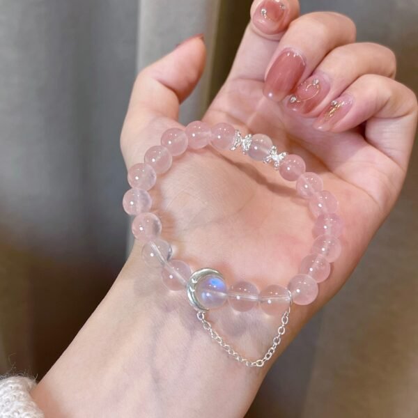 Moonlit Wishes – Natural Rose Quartz, Moonstone & Clear Quartz Crystal Bracelet - 图片 2